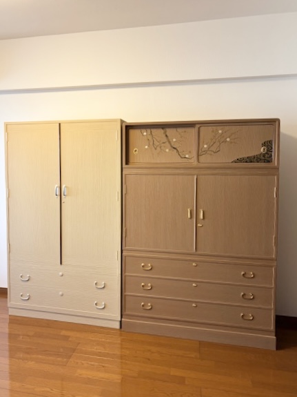 和風花柄ダークブラウン箪笥 10引き出し タンス チェスト 民芸調 家具