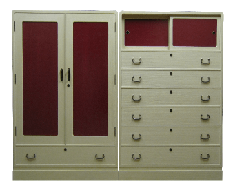 106巾 網代入夫婦たんす ガマ釻 | 桐たんす（桐箪笥）の製造販売・修理